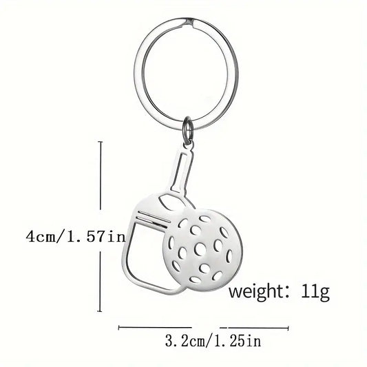 Keychain Stainless Steel Paddle and Pickleball