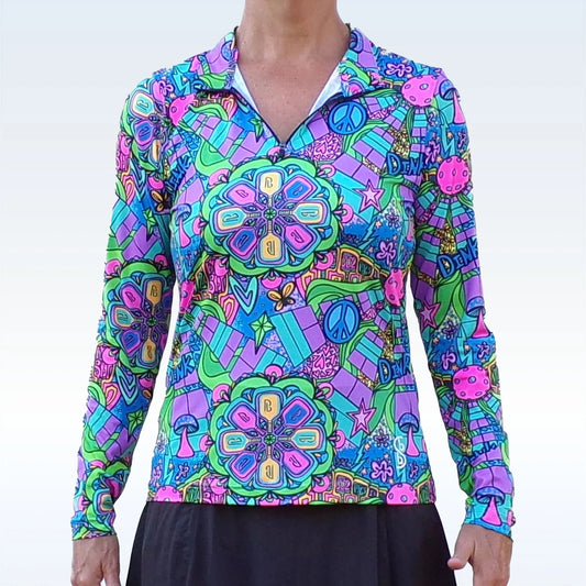 TOP 1/4 Zip Long Sleeve Groovy