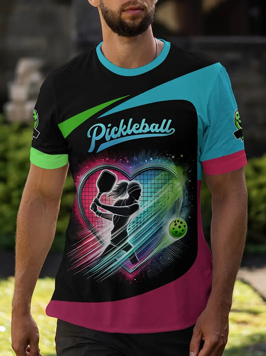 T-Shirt Men'S Fashionable Short Sleeve Pickleball