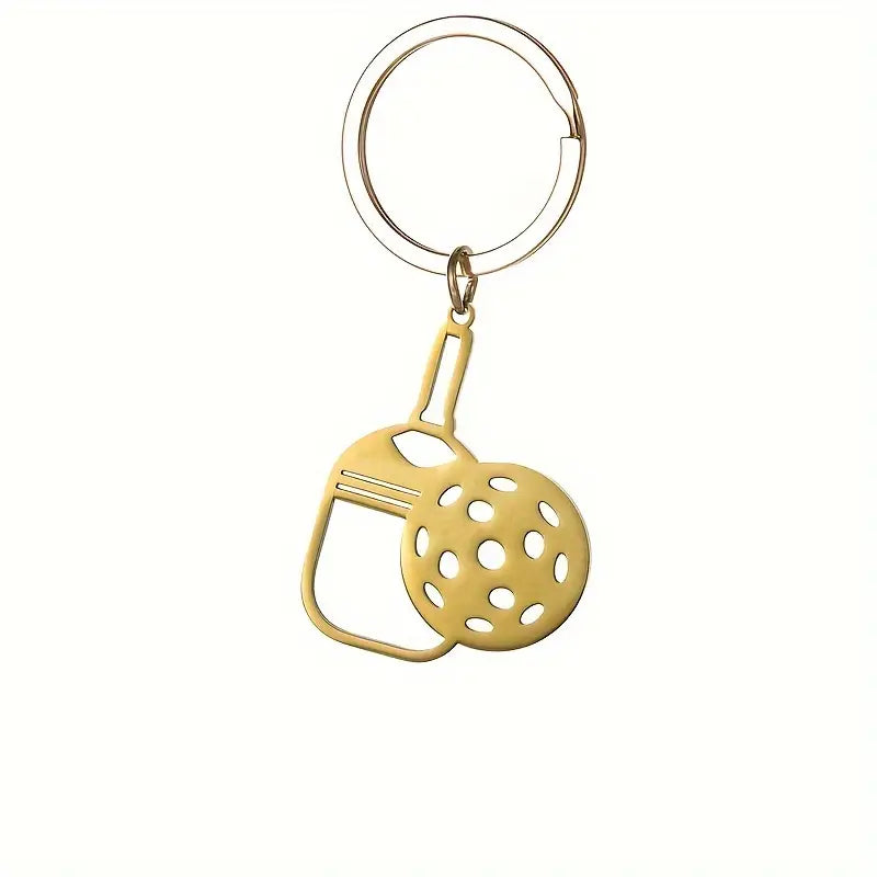 Keychain Stainless Steel Paddle and Pickleball