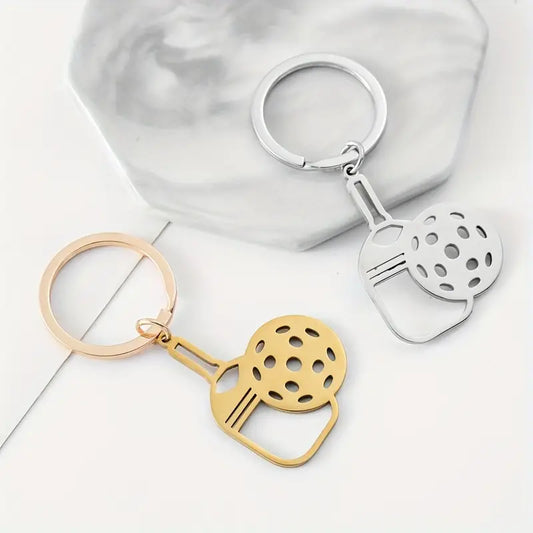 Keychain Stainless Steel Paddle and Pickleball