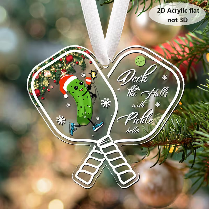 Deck the Halls with Pickleballs – Acrylic Pickleball Christmas Ornament